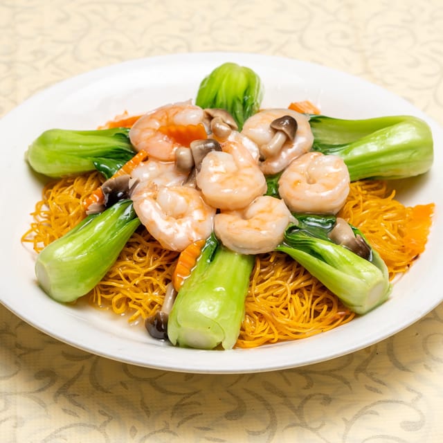 蝦龍糊煎麵 L - [Pan Fried Noodles with Prawns in Lobster Sauce].